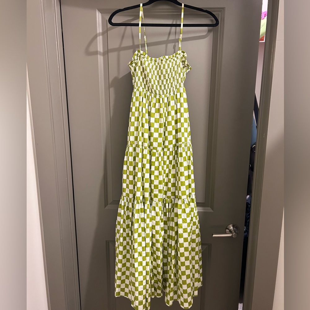 Green + White Checkered Maxi Dress
